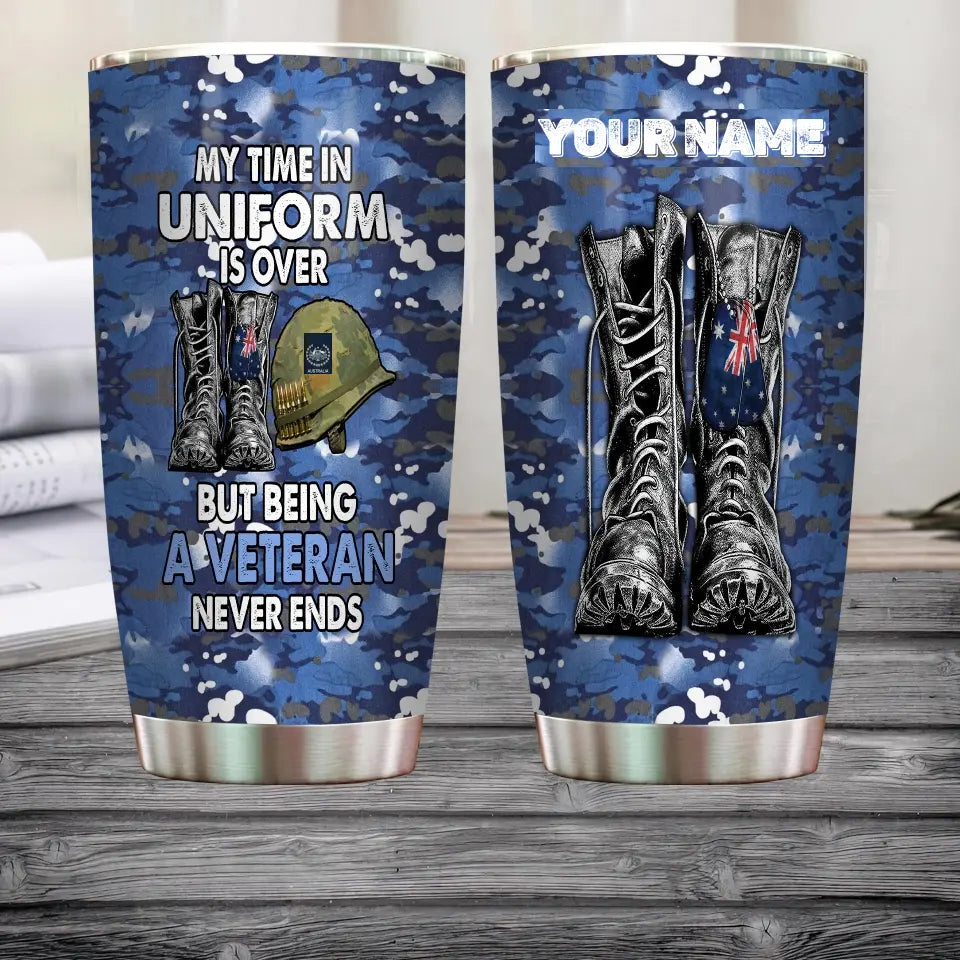 Personalized Australian Veteran/ Soldier With Rank And Name Camo Tumbler All Over Printed 0302240019