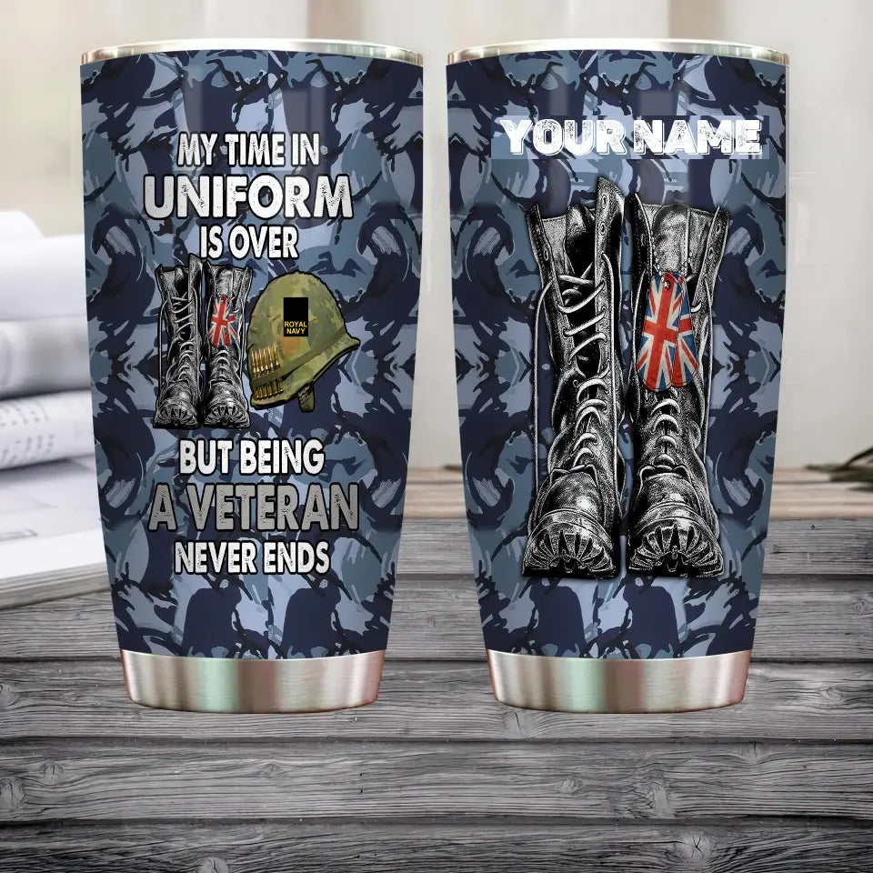 Personalized United Kingdom Veteran/ Soldier With Rank And Name Camo Tumbler All Over Printed 0202240014