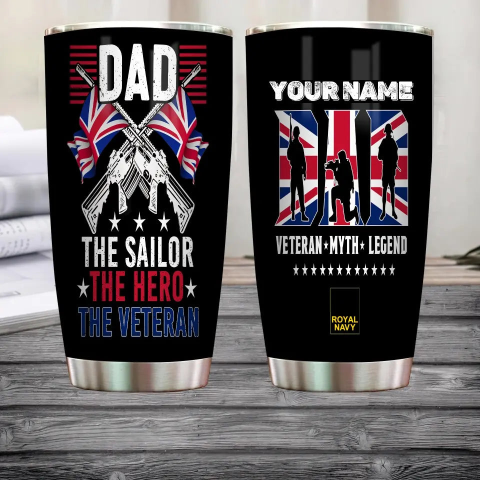 Personalisierter britischer Veteran/Soldat mit Rang und Namen, Camouflage-Becher, komplett bedruckt, 0202240020