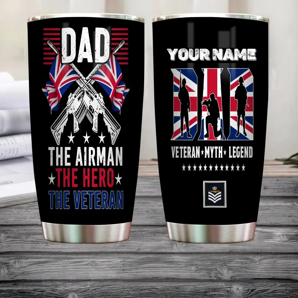 Personalisierter britischer Veteran/Soldat mit Rang und Namen, Camouflage-Becher, komplett bedruckt, 0202240020