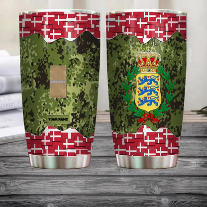 Personalisierter dänischer Veteran/Soldat mit Rang und Namen, Camouflage-Becher, komplett bedruckt – 3004230004