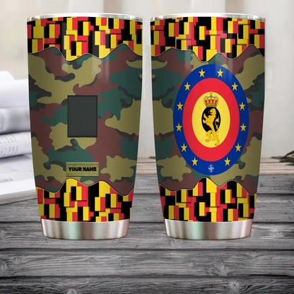 Verre à vin personnalisé avec motif camouflage pour vétéran/soldat belge avec grade et nom - 3004230004