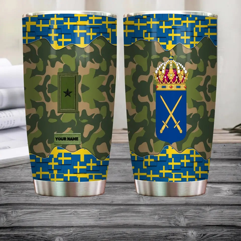 Verre à vin personnalisé avec motif camouflage, vétéran/soldat suédois, avec rang et nom, imprimé sur toute la surface - 3004230004