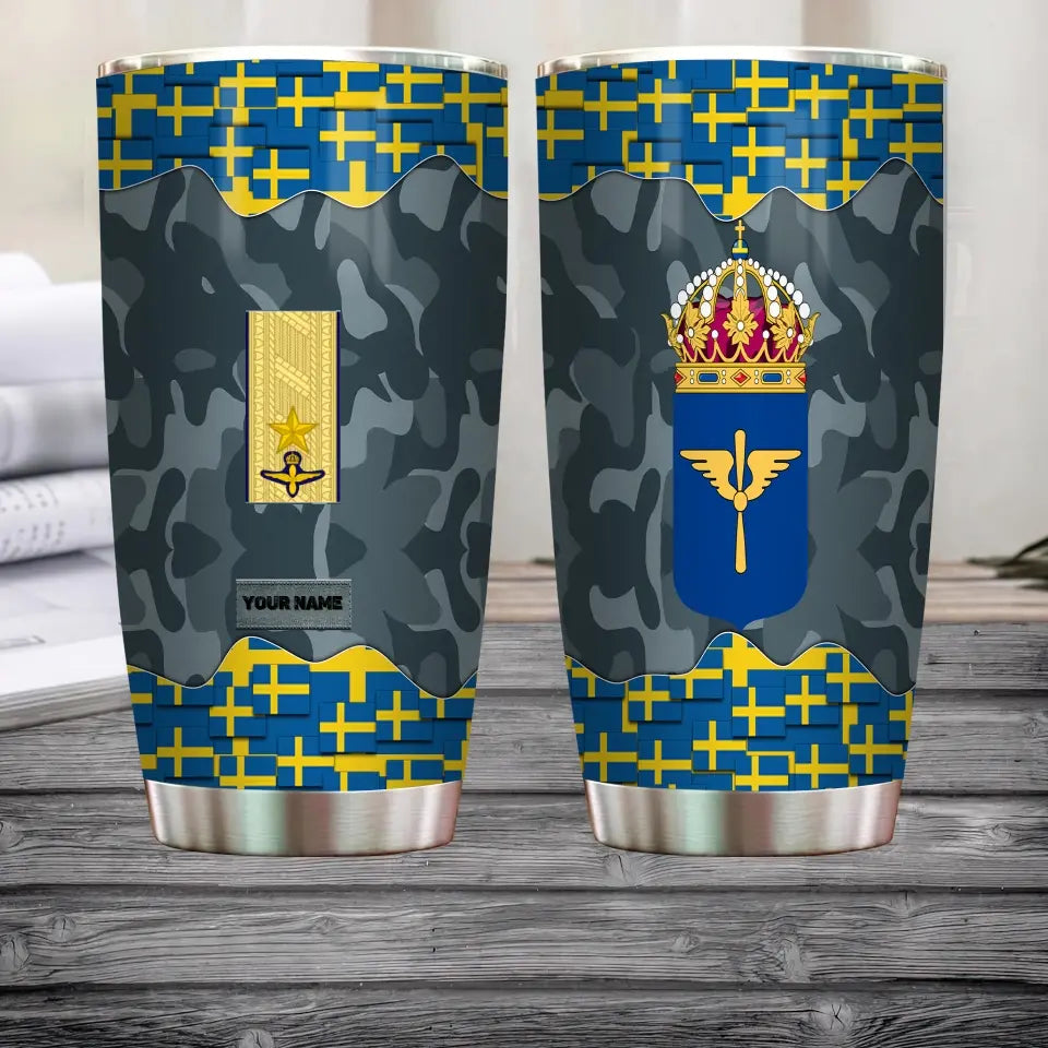 Personalized Swedish Veteran/Soldier With Rank And Name Camo Tumbler All Over Printed - 3004230004