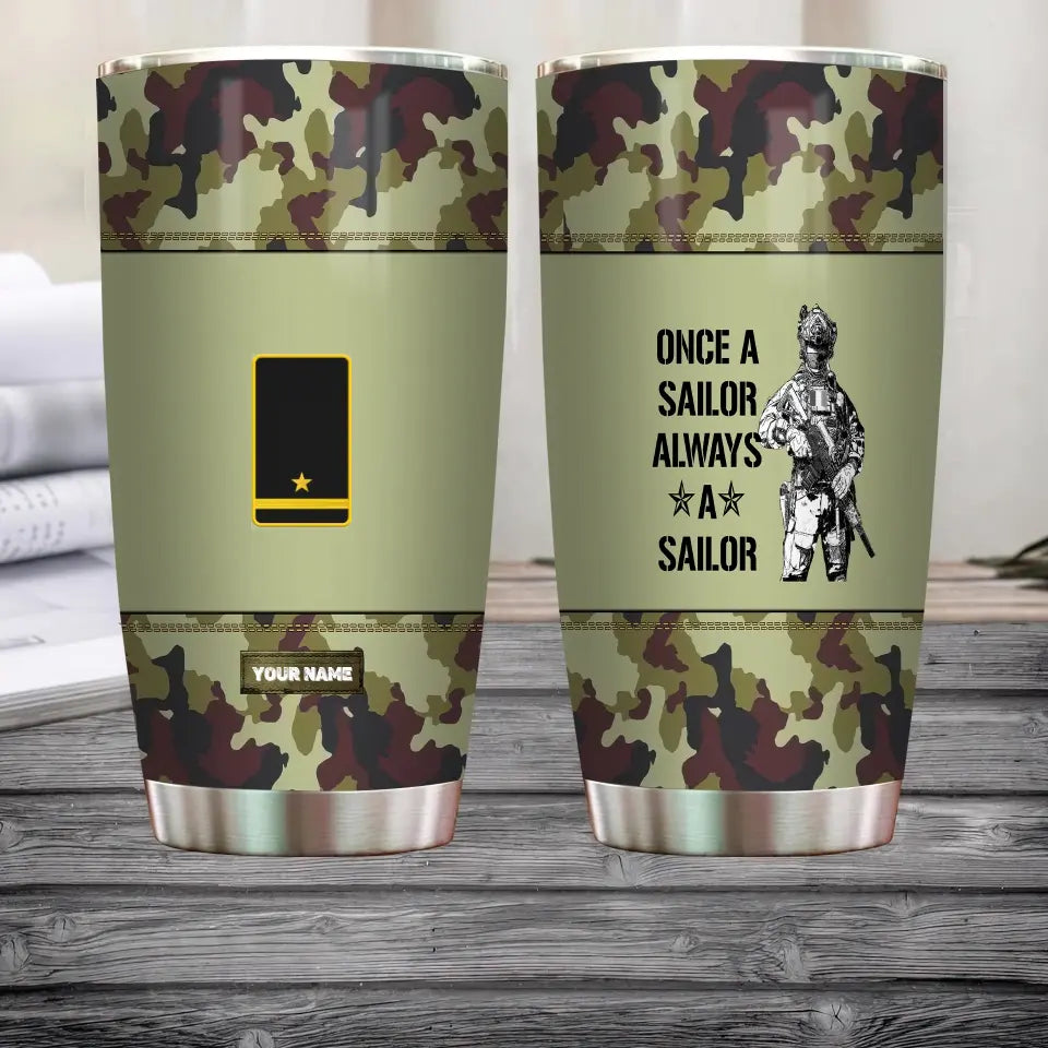 Personalisierter irischer Veteran/Soldat mit Rang und Namen, Camouflage-Becher, komplett bedruckt – 0805230004