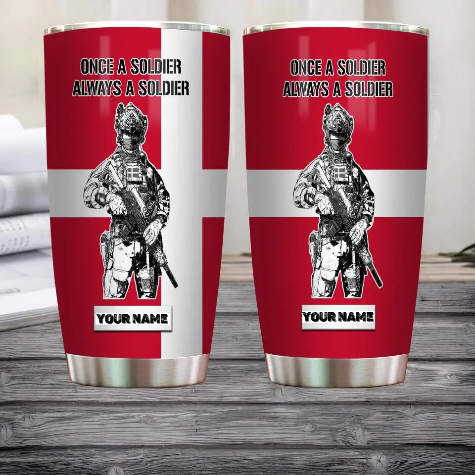 Personalized Danish Veteran/Soldier With Name Camo Tumbler All Over Printed - 0805230002