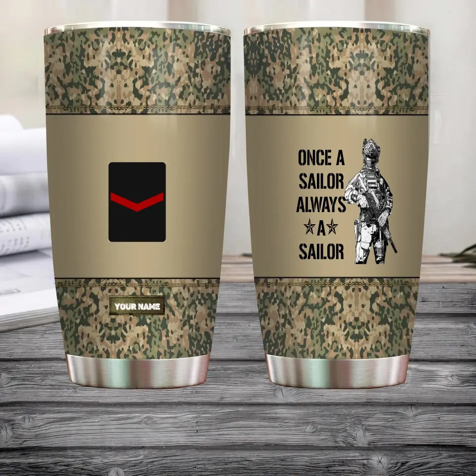 Verre à vin personnalisé avec motif camouflage pour vétéran/soldat néerlandais avec rang et nom - 0805230004