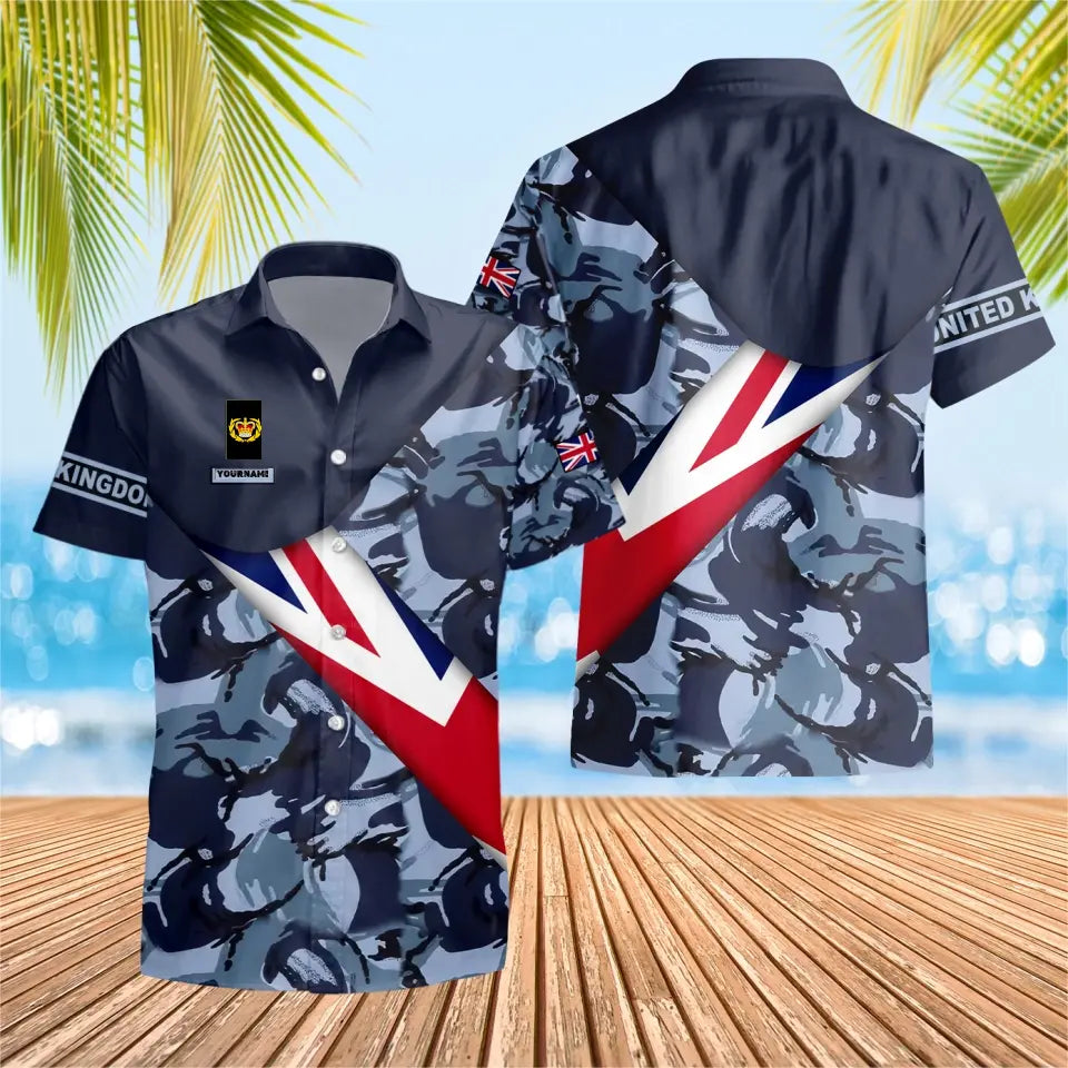 Personalisiertes Hawaiihemd für britische Soldaten/Veteranen im Camouflage-Muster mit Namen und Rang, 3D-Druck – 0805230003