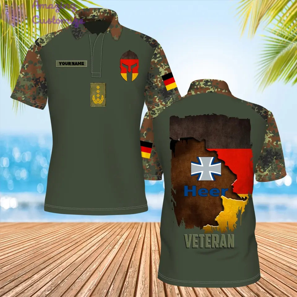 Personalisierter deutscher Soldat/Veteranen-Tarnanzug mit Namen und Rang, POLO 3D-Druck – 0206230002