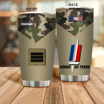 Verre personnalisé avec nom et grade pour vétéran/soldat français imprimé sur toute la surface - 0206230001 - D04