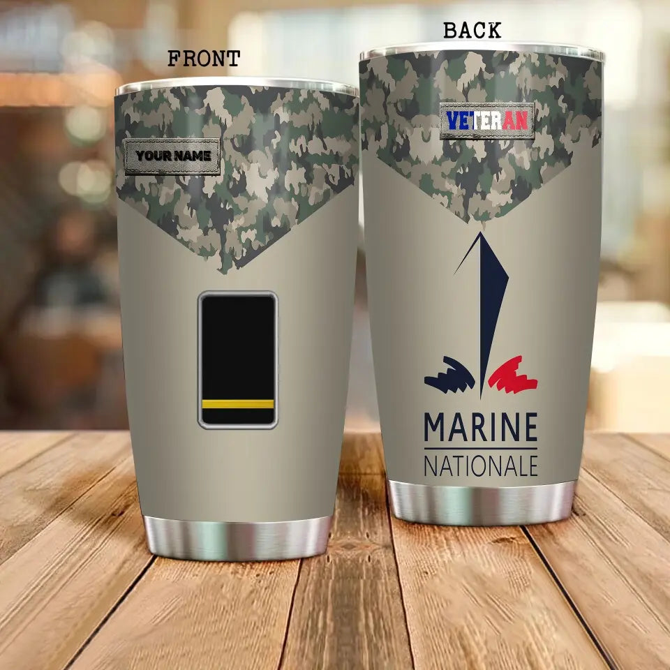 Verre personnalisé avec nom et grade pour vétéran/soldat français imprimé sur toute la surface - 0206230001 - D04