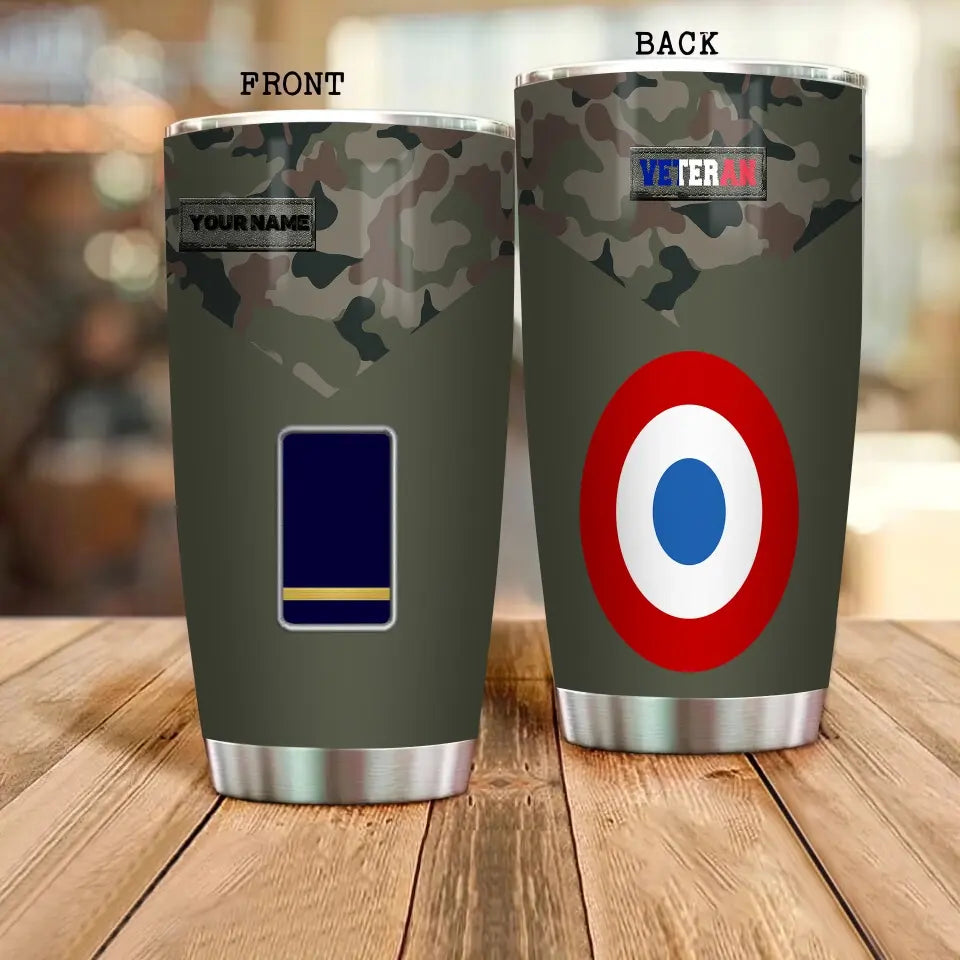 Verre personnalisé avec nom et grade pour vétéran/soldat français imprimé sur toute la surface - 0206230001 - D04