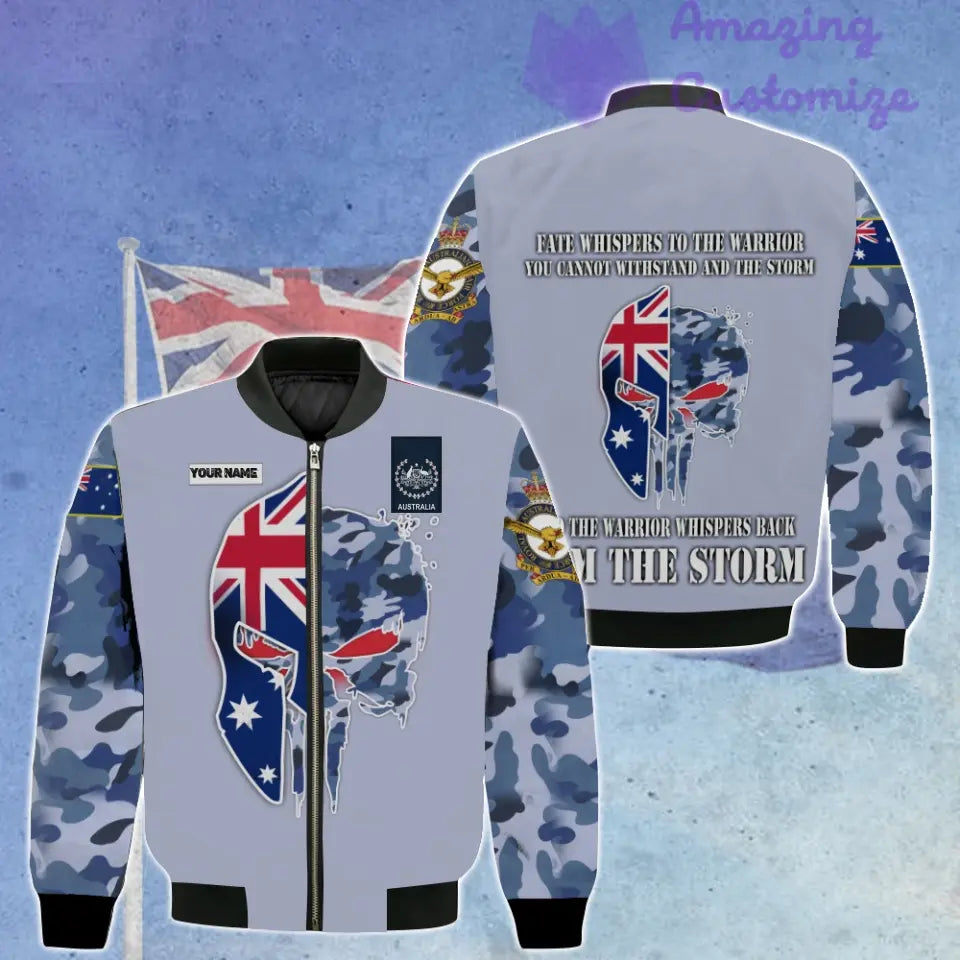 Personalisierte Bomberjacke mit Camouflage-Muster für australische Soldaten/Veteranen mit Namen und Rang, 3D-Druck – 3005230002