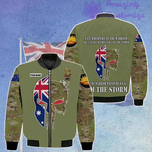 Personalisierte Bomberjacke mit Camouflage-Muster für australische Soldaten/Veteranen mit Namen und Rang, 3D-Druck – 3005230002