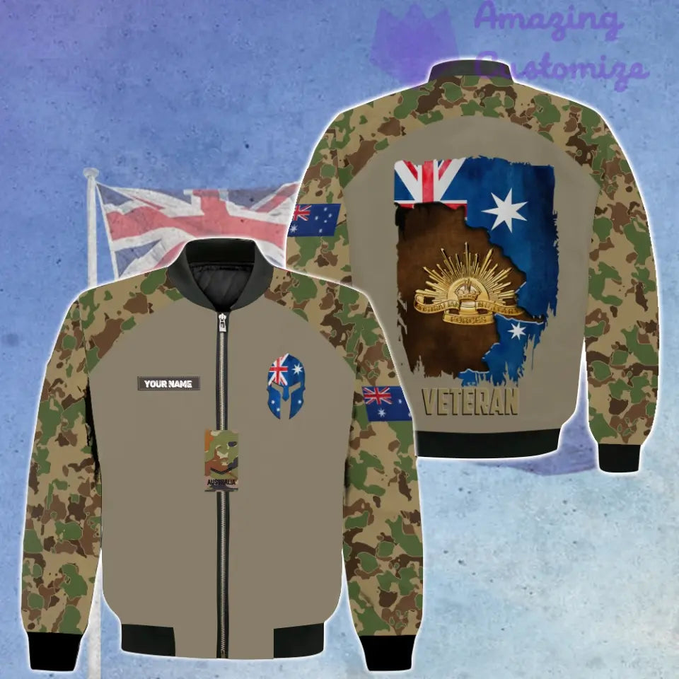 Personalisierte Bomberjacke mit Camouflage-Muster für australische Soldaten/Veteranen mit Namen und Rang, 3D-Druck – 3005230005