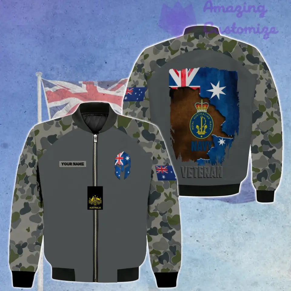 Personalisierte Bomberjacke mit Camouflage-Muster für australische Soldaten/Veteranen mit Namen und Rang, 3D-Druck – 3005230005