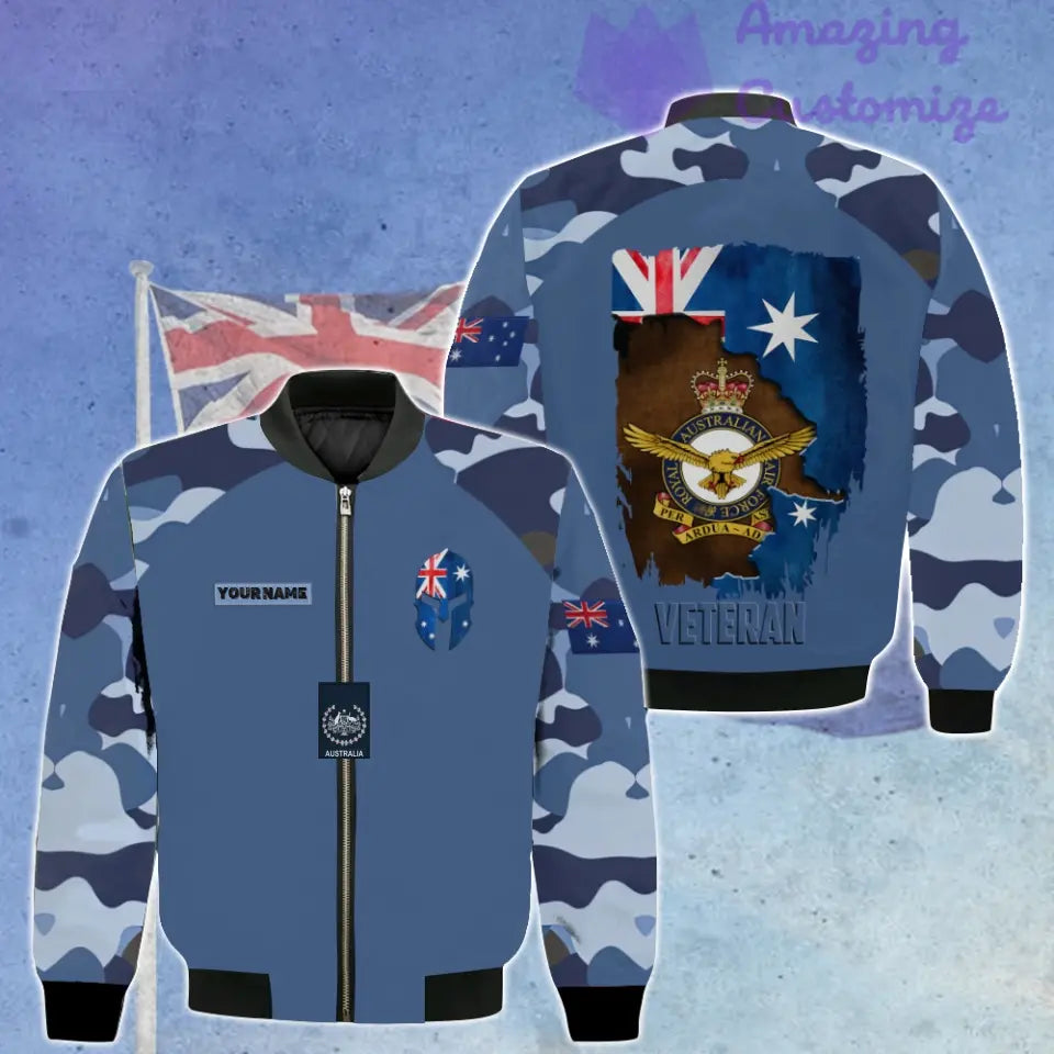 Personalisierte Bomberjacke mit Camouflage-Muster für australische Soldaten/Veteranen mit Namen und Rang, 3D-Druck – 3005230005