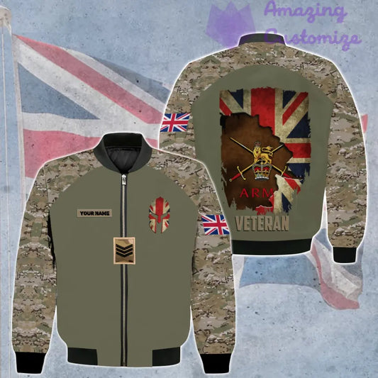 Personalisierte Bomberjacke im Camouflage-Muster mit Namen und Rang des britischen Soldaten/Veteranen, 3D-Druck – 0106230002