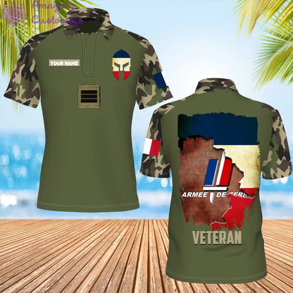 Personalized France Soldier/ Veteran Camo With Name And Rank POLO 3D Printed- 1306230001