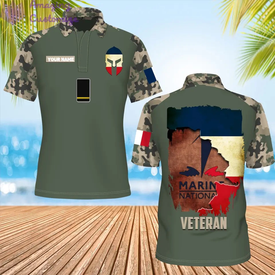 Personalized France Soldier/ Veteran Camo With Name And Rank POLO 3D Printed- 1306230001