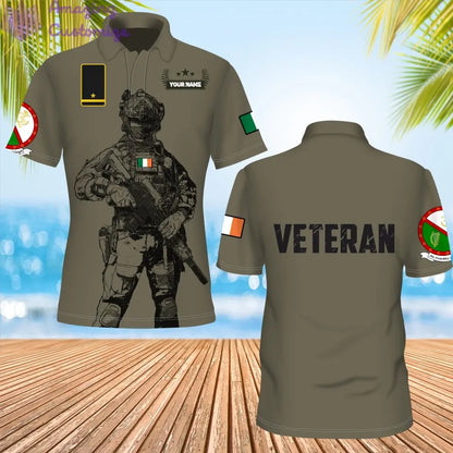 Personalisierter irischer Soldat/Veteranen-Tarnanzug mit Namen und Rang, POLO 3D-Druck – 1306230002