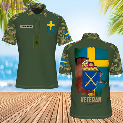 Personalisierter schwedischer Soldat/Veteranen-Tarnanzug mit Namen und Rang, POLO 3D-Druck – 1306230001