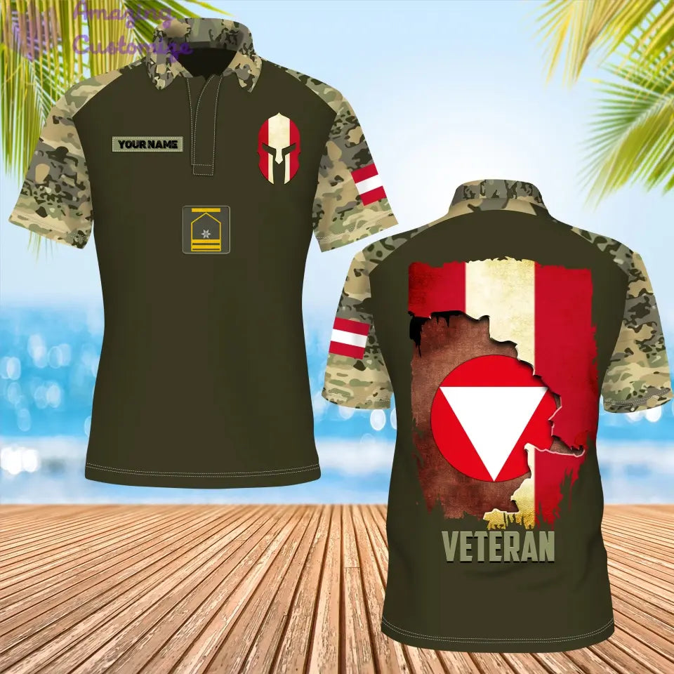 Polo personnalisé avec camouflage soldat/vétéran autrichien avec nom et grade imprimé en 3D - 1306230001