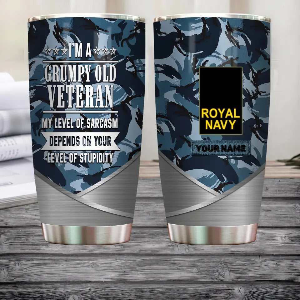 Personalized United Kingdom Veteran/ Soldier With Rank  Camo Tumbler All Over Printed - 0202240012