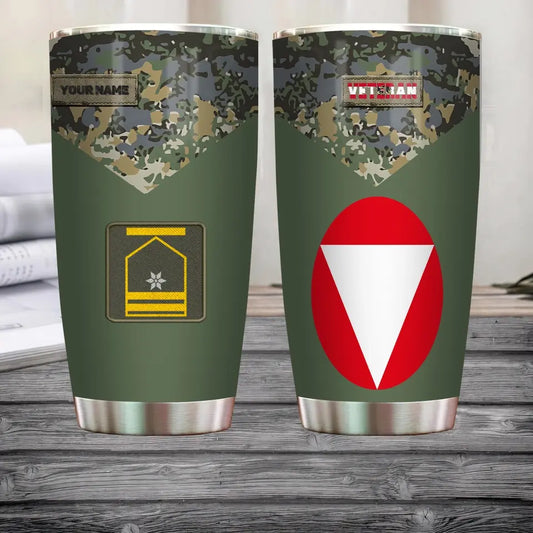 Personalized Austria Veteran/ Soldier With Rank And Name Camo Tumbler All Over Printed - 16871328 - D04