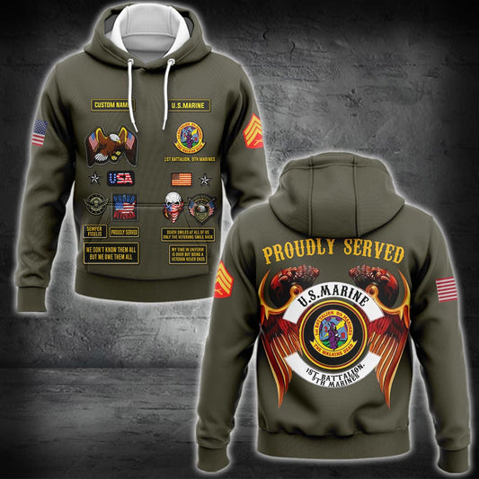 US Militär – Marine Battalion All Over Print Hoodie