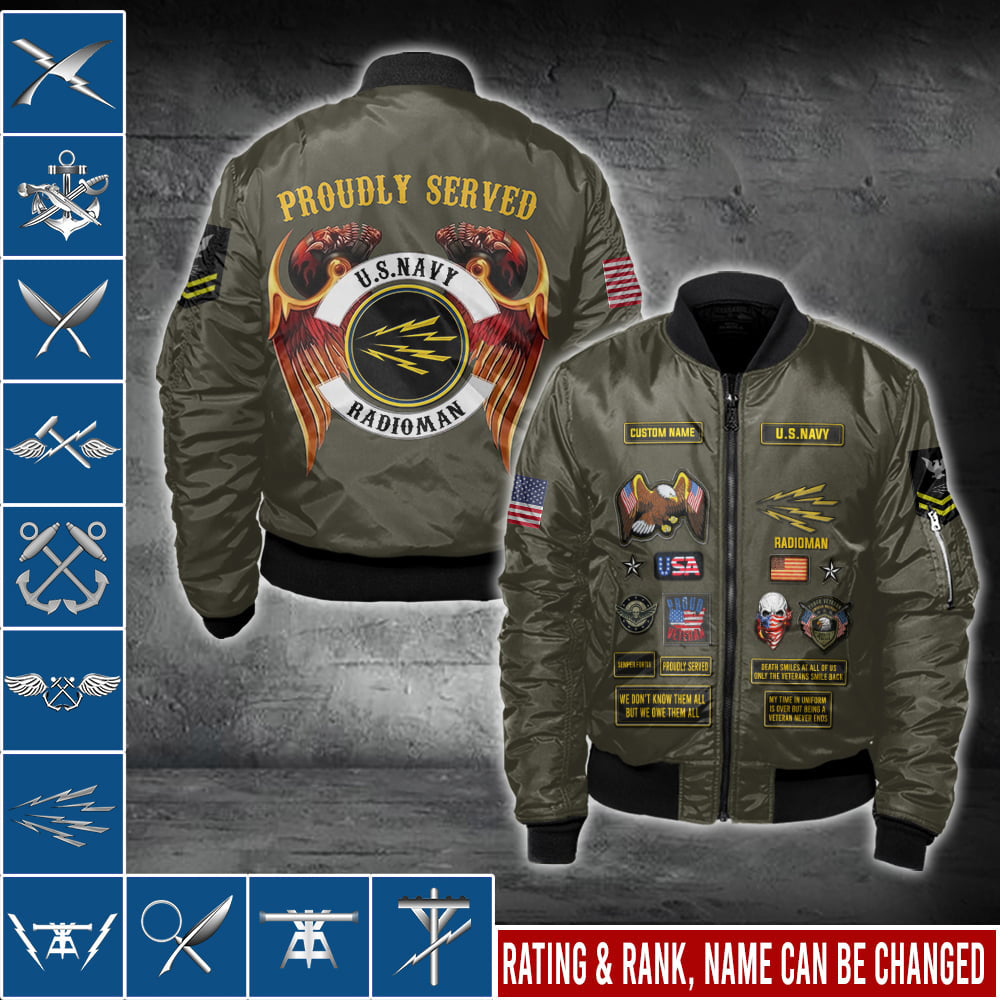 US Military – Navy Badge All Over Print Bomber Jacket