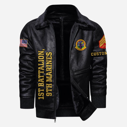 US Military - Marine Battalion - Leather Jacket For Veterans