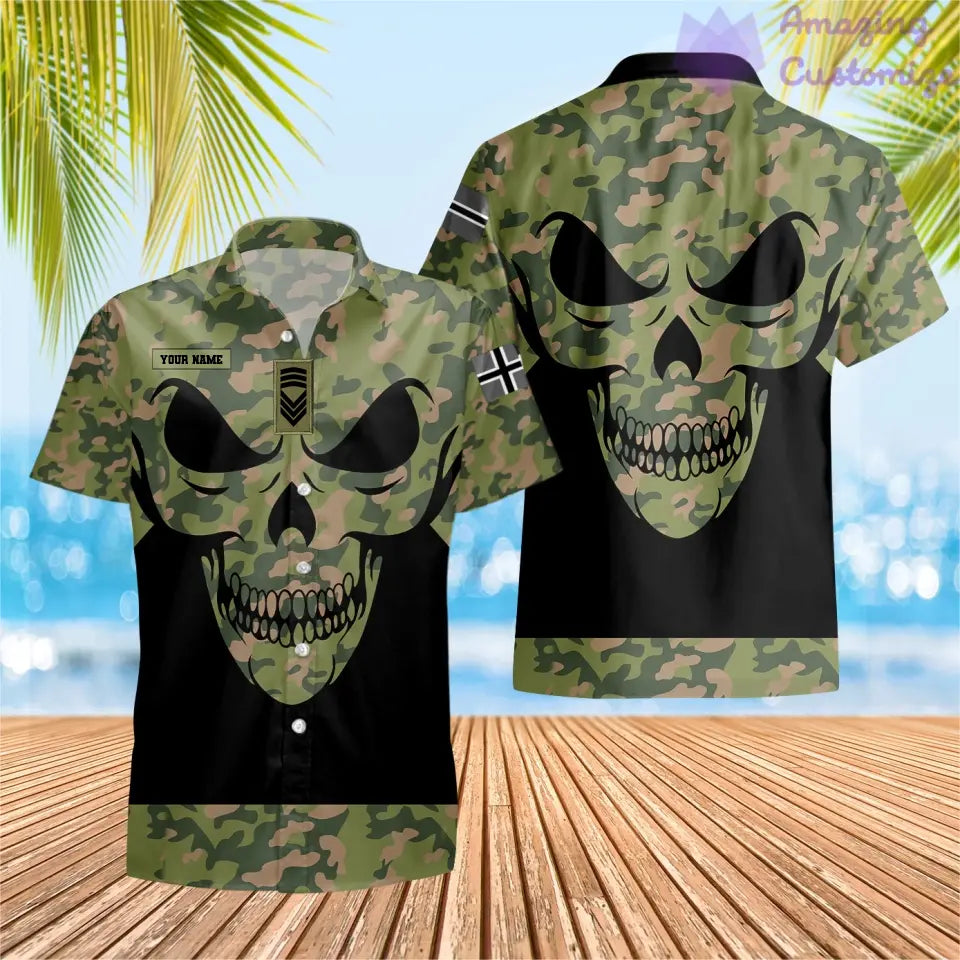 T-shirt Hawaï personnalisé avec camouflage soldat/vétéran norvégien avec nom et grade imprimé en 3D - 2106230001