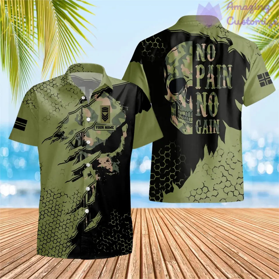 T-shirt Hawaï personnalisé avec camouflage soldat/vétéran norvégien avec nom et grade imprimé en 3D - 2106230005