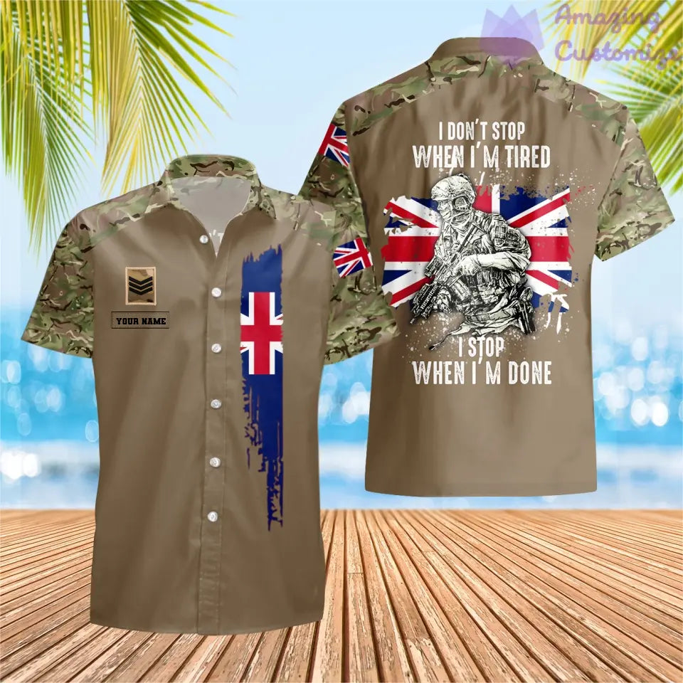 Personalisiertes Hawaiihemd mit Camouflage-Muster für britische Soldaten/Veteranen mit Namen und Rang, 3D-Druck – 2106230001