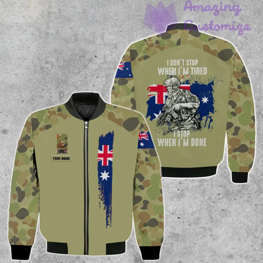 Personalisierte Bomberjacke mit Camouflage-Muster für australische Soldaten/Veteranen mit Namen und Rang, 3D-Druck – 2106230001