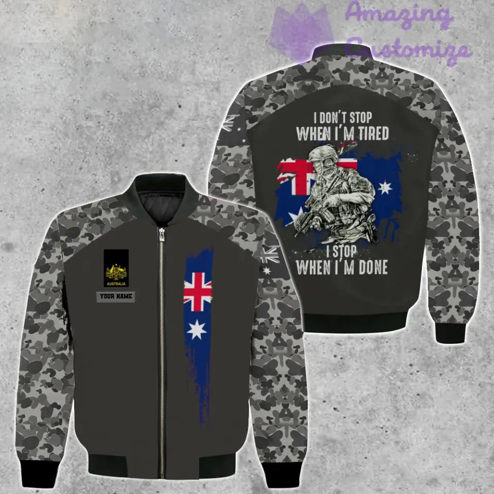 Personalisierte Bomberjacke mit Camouflage-Muster für australische Soldaten/Veteranen mit Namen und Rang, 3D-Druck – 2106230001