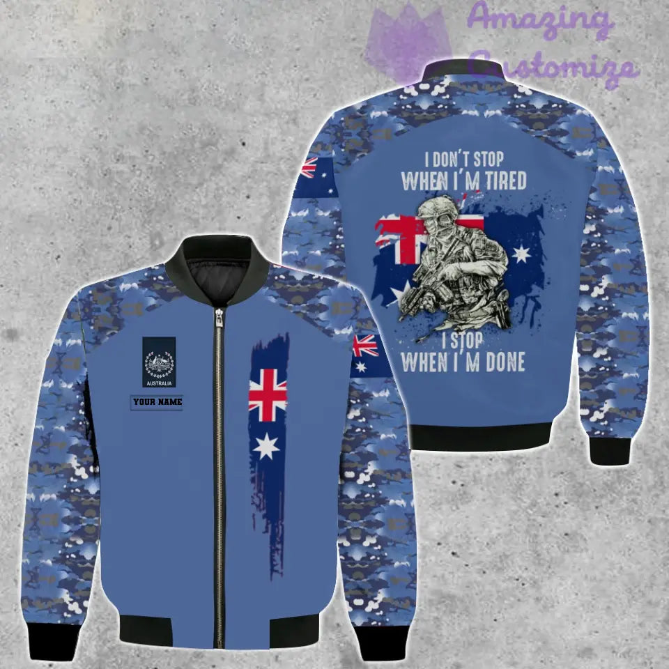 Personalisierte Bomberjacke mit Camouflage-Muster für australische Soldaten/Veteranen mit Namen und Rang, 3D-Druck – 2106230001