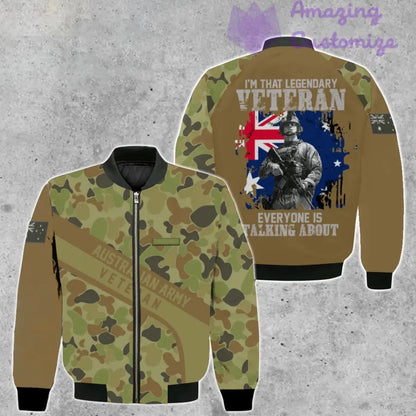 Veste de bombardier personnalisée avec camouflage soldat/vétéran australien avec nom et grade, imprimée en 3D - 2106230002