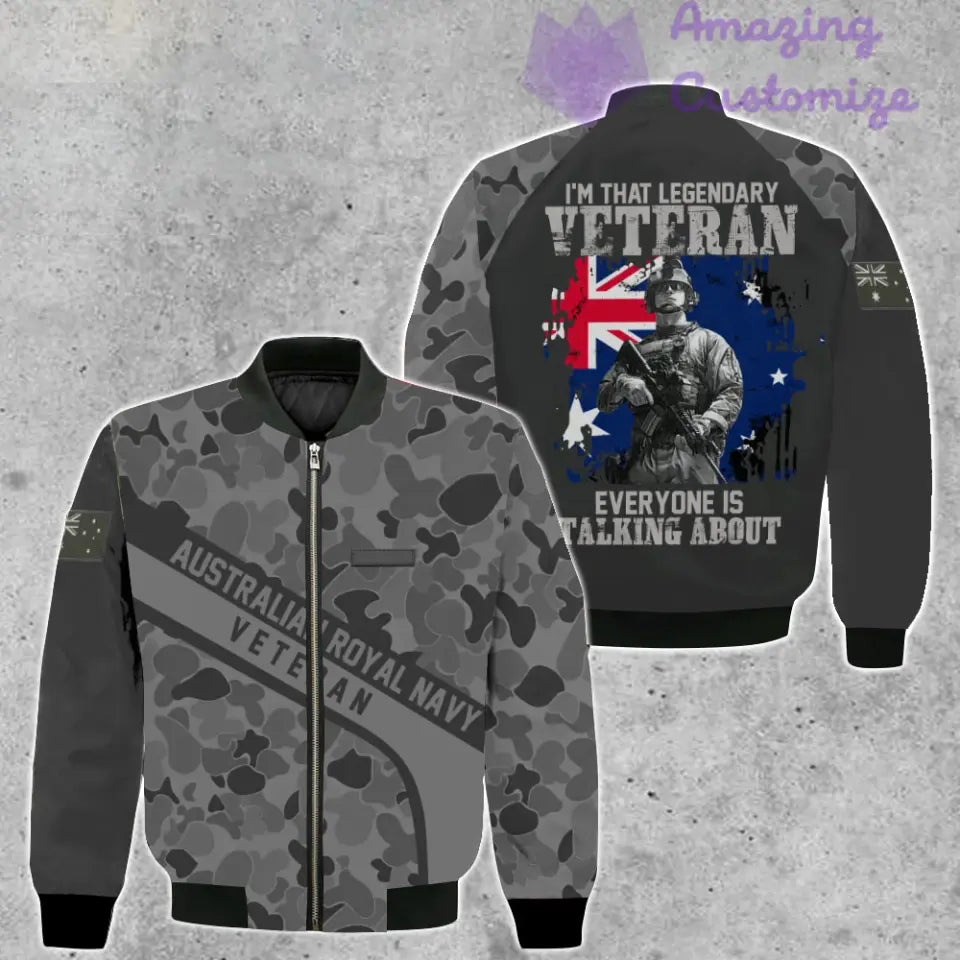 Personalisierte Bomberjacke mit Camouflage-Muster für australische Soldaten/Veteranen mit Namen und Rang, 3D-Druck – 2106230002