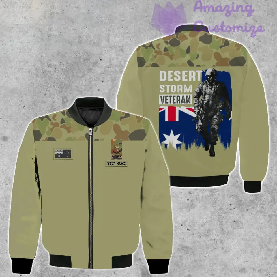 Personalisierte Bomberjacke mit Camouflage-Muster für australische Soldaten/Veteranen mit Namen und Rang, 3D-Druck – 2106230005