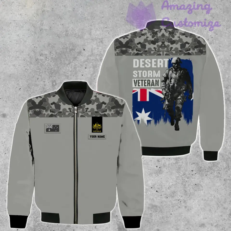 Personalisierte Bomberjacke mit Camouflage-Muster für australische Soldaten/Veteranen mit Namen und Rang, 3D-Druck – 2106230005