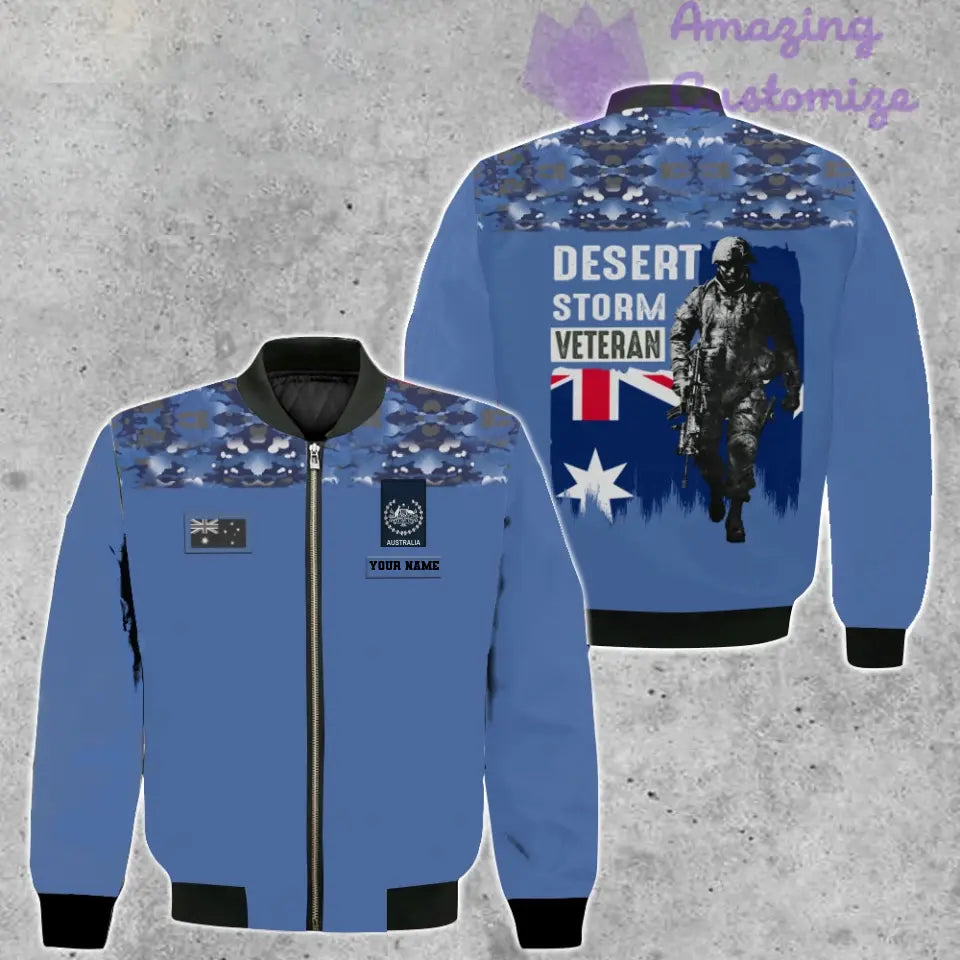 Personalisierte Bomberjacke mit Camouflage-Muster für australische Soldaten/Veteranen mit Namen und Rang, 3D-Druck – 2106230005