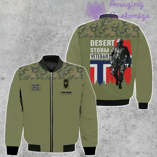 Personalisierte Bomberjacke mit Camouflage-Muster für norwegische Soldaten/Veteranen mit Namen und Rang, 3D-Druck – 2106230004