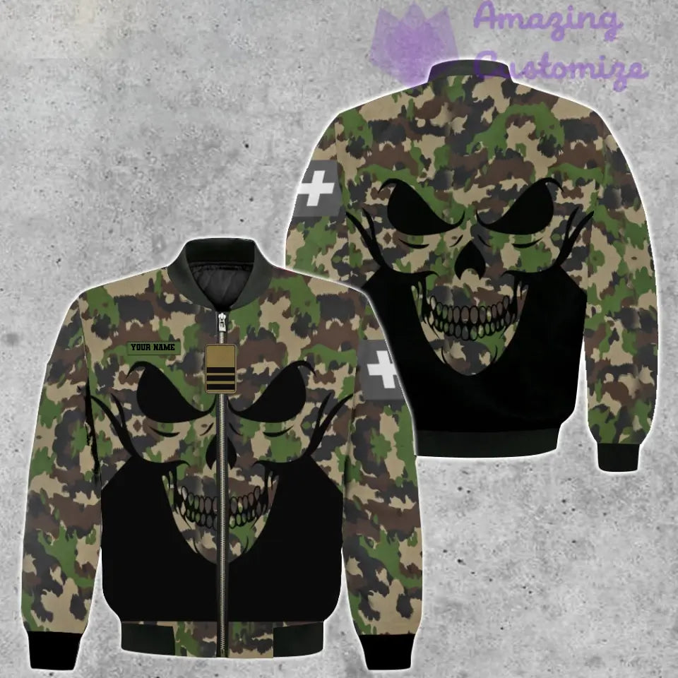 Blouson aviateur personnalisé avec camouflage soldat/vétéran suisse avec nom et grade imprimé en 3D - 2106230002