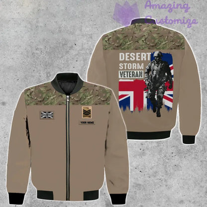 Personalisierte Bomberjacke mit Camouflage-Muster für britische Soldaten/Veteranen mit Namen und Rang, 3D-Druck – 2106230002