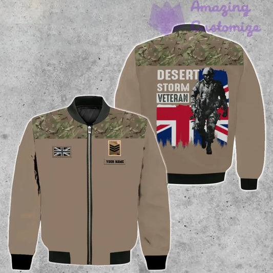 Veste de bombardier personnalisée avec camouflage soldat/vétéran britannique avec nom et grade, imprimée en 3D - 2106230002