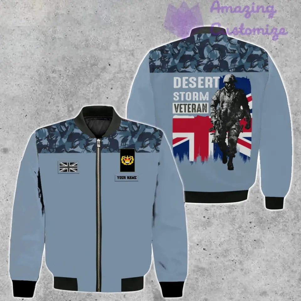 Personalisierte Bomberjacke mit Camouflage-Muster für britische Soldaten/Veteranen mit Namen und Rang, 3D-Druck – 2106230002