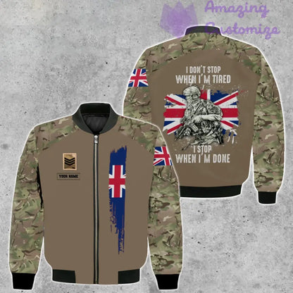 Personalisierte Bomberjacke mit Camouflage-Muster für britische Soldaten/Veteranen mit Namen und Rang, 3D-Druck – 2106230001