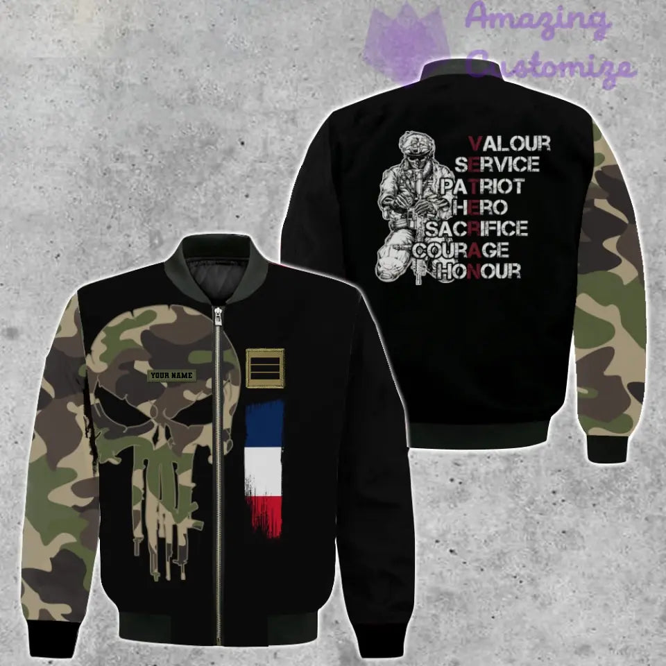 Personalized France Soldier/ Veteran Camo With Name And Rank Bomber Jacket 3D Printed - 2806230001